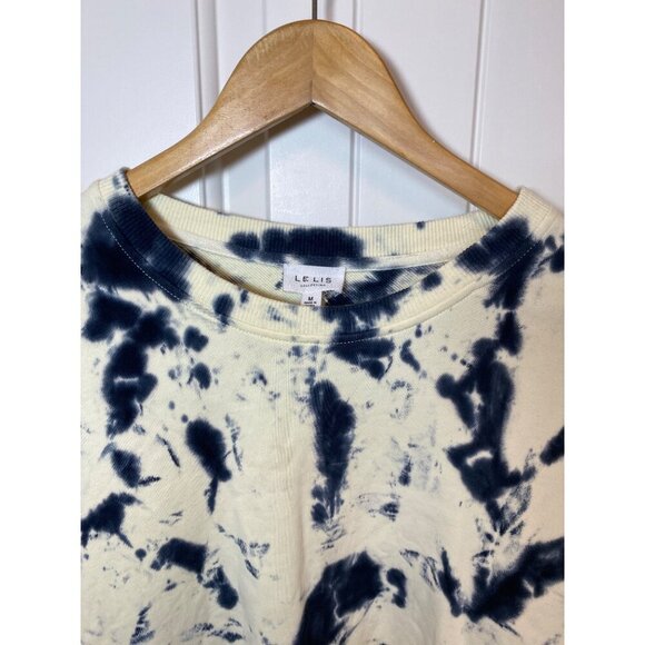 Le Lis Tie-Dye Crop Sweatshirt, Off-white and Navy Blue, Size Medium - Picture 3 of 8